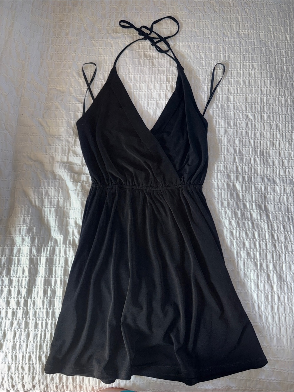 BCBGeneration Black Halter Slip Dress with Tie Neck